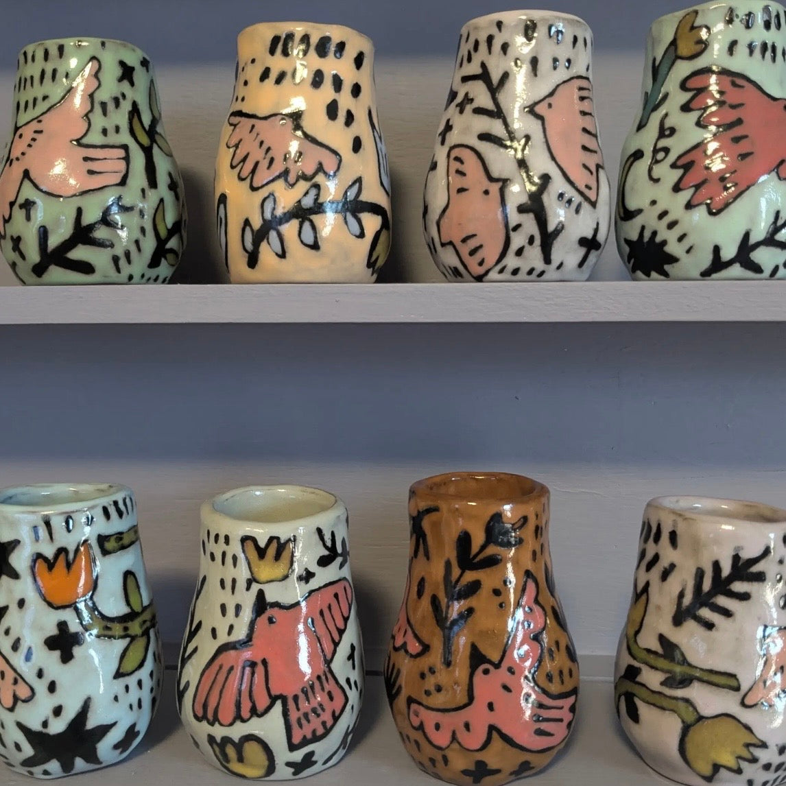 Pink Birds Mini Vases
