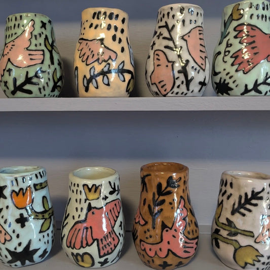 Pink Birds Mini Vases