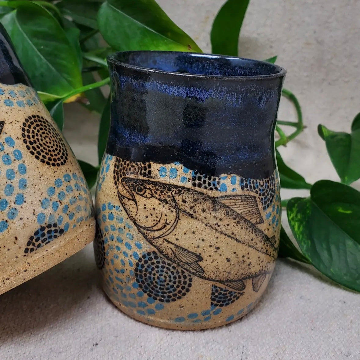 Turtle Hollow Pottery Dot Matrix Fish Cup