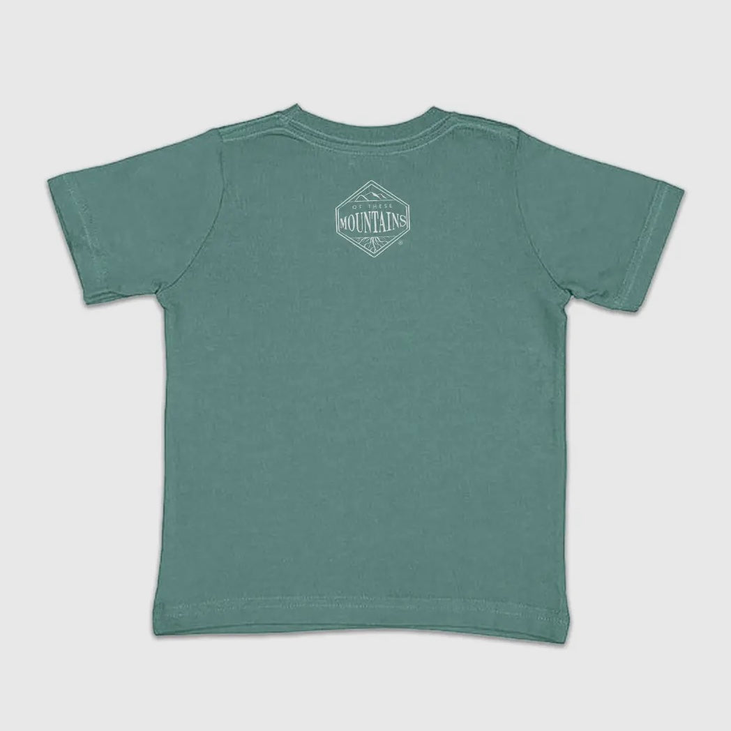 Of These Mountains Camping Gear Toddler Tee in Basil