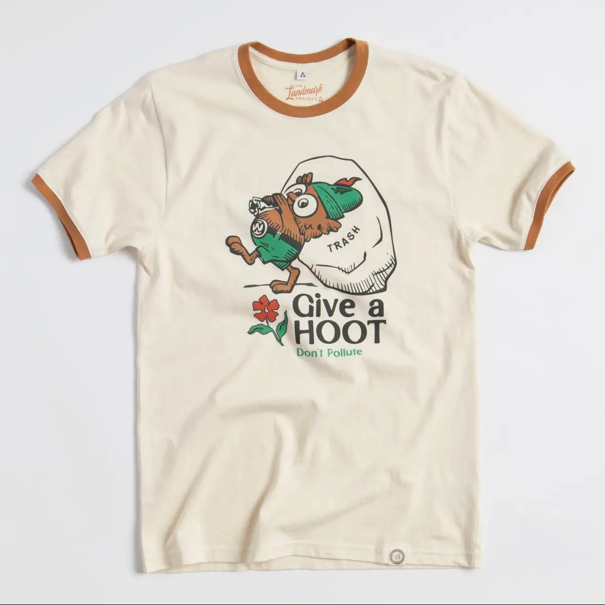 The Landmark Project Give A Hoot, Don't Pollute Unisex Short Sleeve Ringer Tee