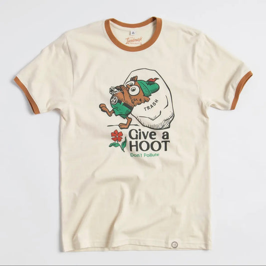 The Landmark Project Give A Hoot, Don't Pollute Unisex Short Sleeve Ringer Tee