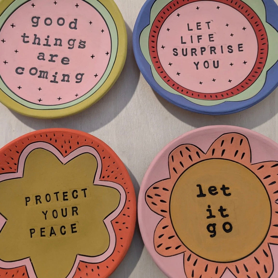 Terra Cotta/Pottery Jewelry and Ring Dish - Positive Saying