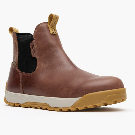 XTRATUF Men's Waterproof Leather Ankle Deck Boot in Earth Brown