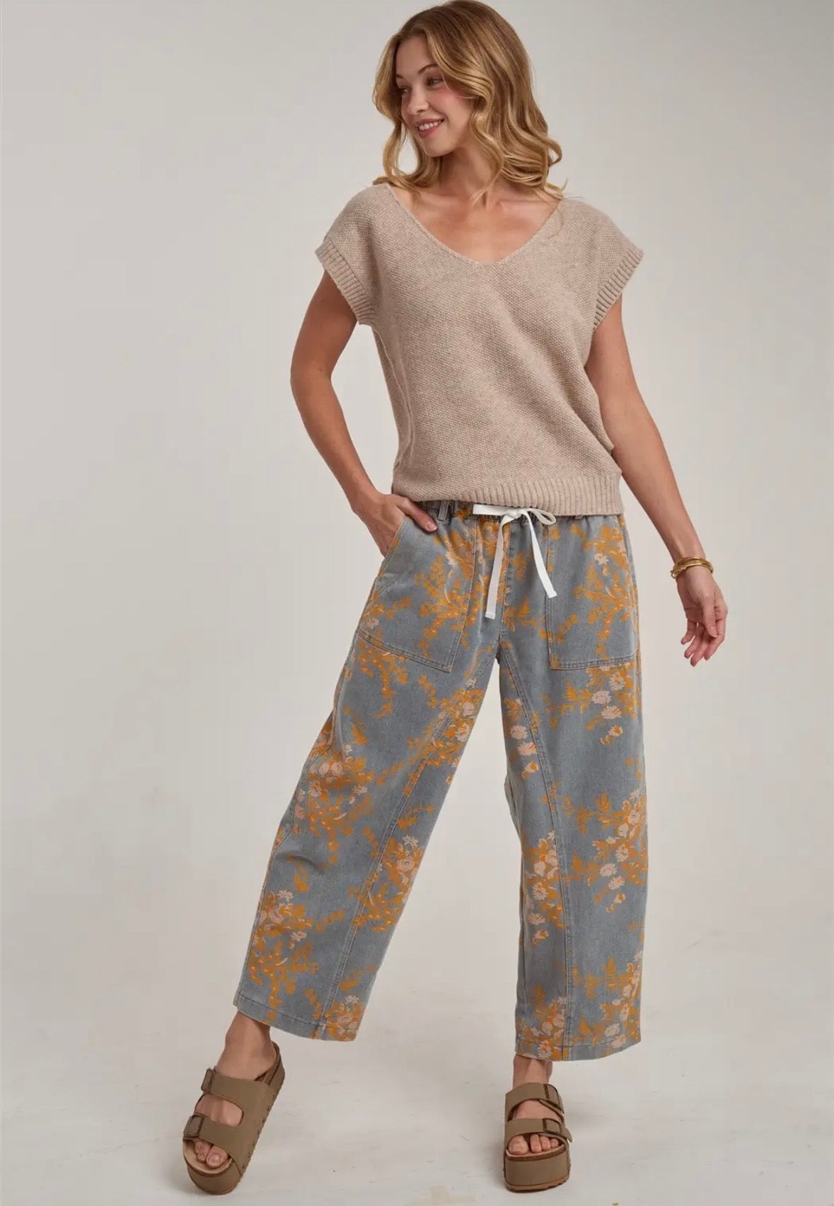 Mid Rise Relaxed Casual Fit Floral Denim