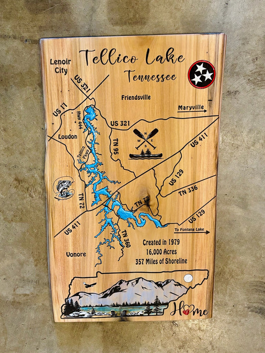 Laser Engraved Wood Map
