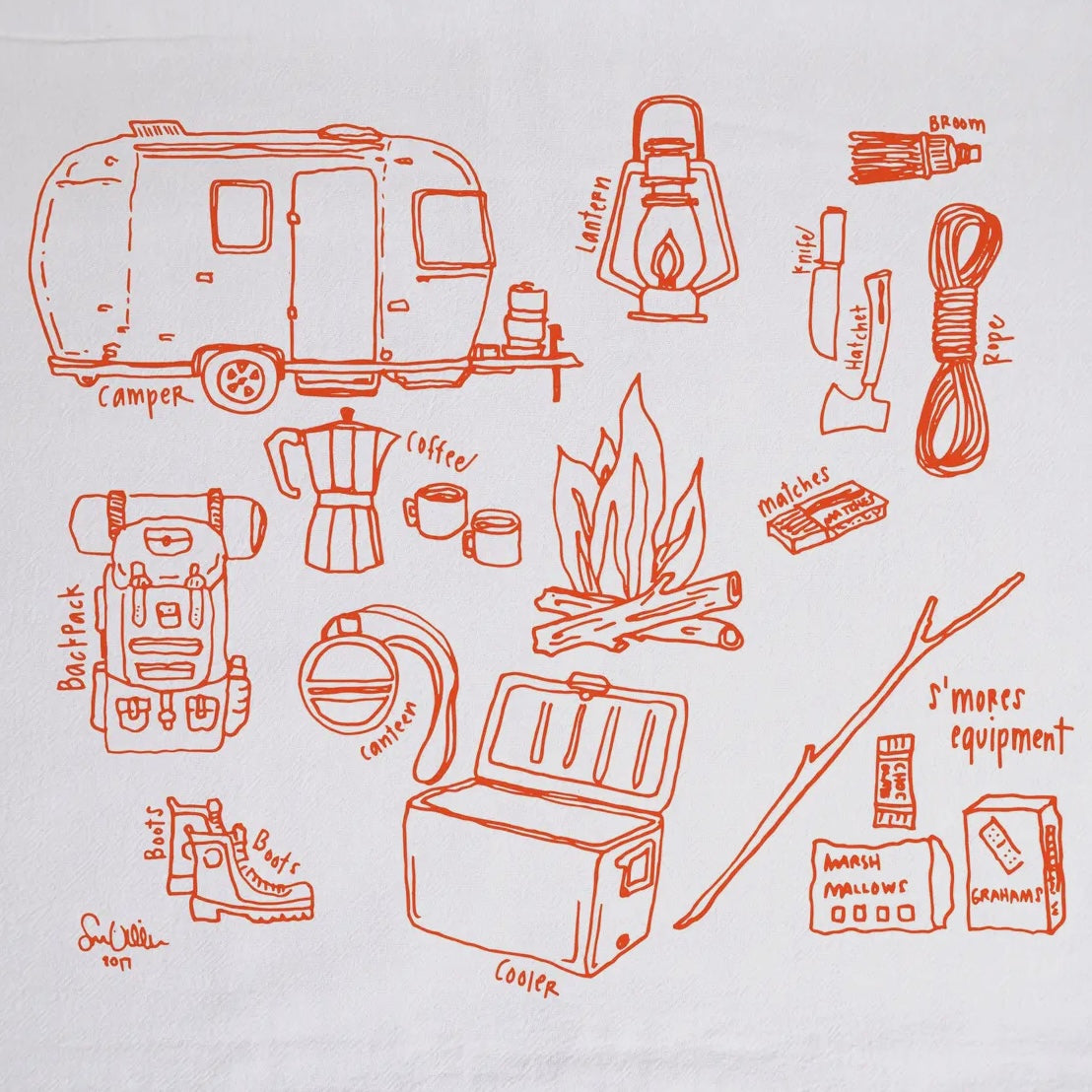 Camping Tea Towel