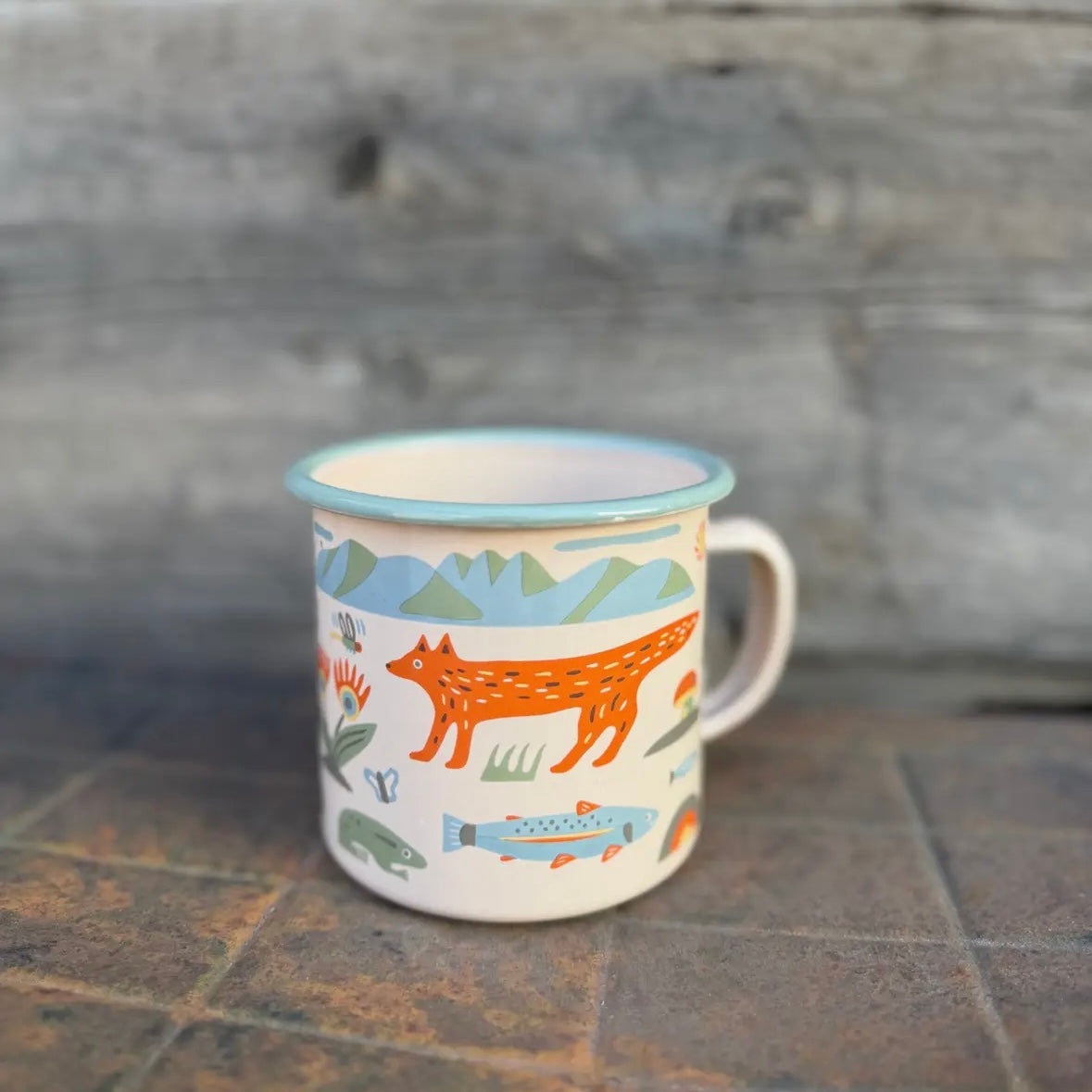 Trek Light Enamel Camp Mug Mountain Stream | 16oz | Trout