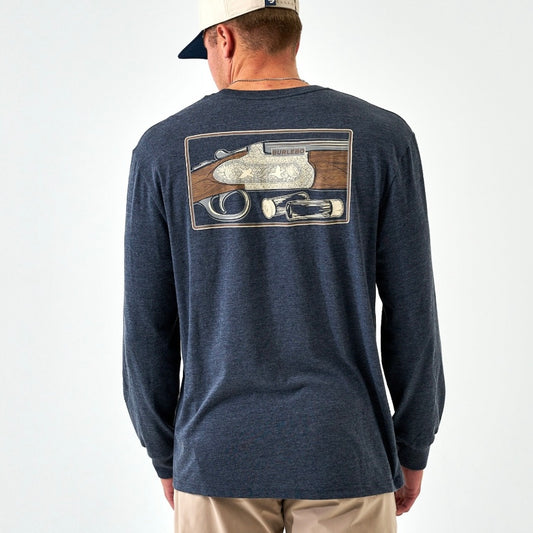 Burlebo Long Sleeve Tee Shotgun - Heather Navy