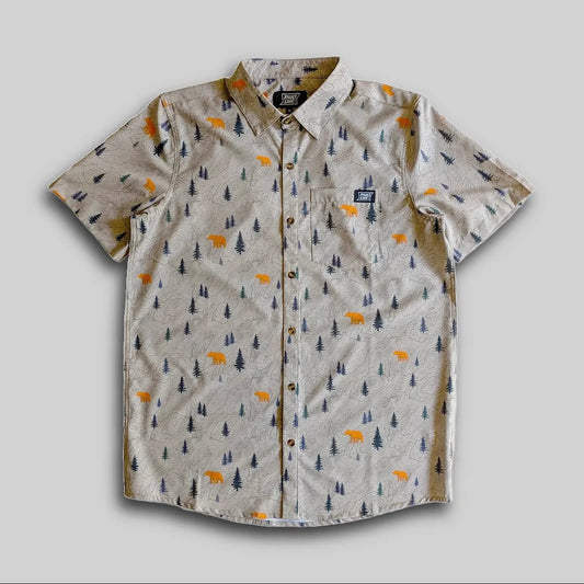 FaultLine395 Langley Tech Button Up Shirt - Khaki/Bear