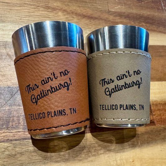 Engraved Leatherette Shot Glass 2oz
