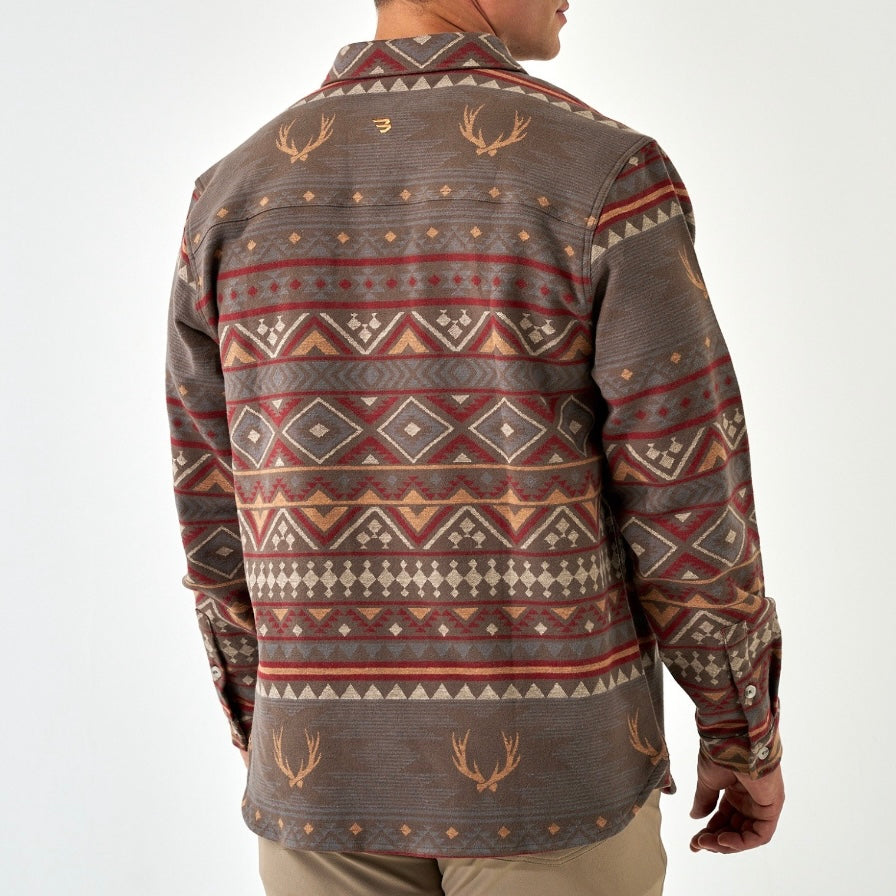 Burlebo Vintage Heavyweight Flannel - Whitetail Aztec - Brown