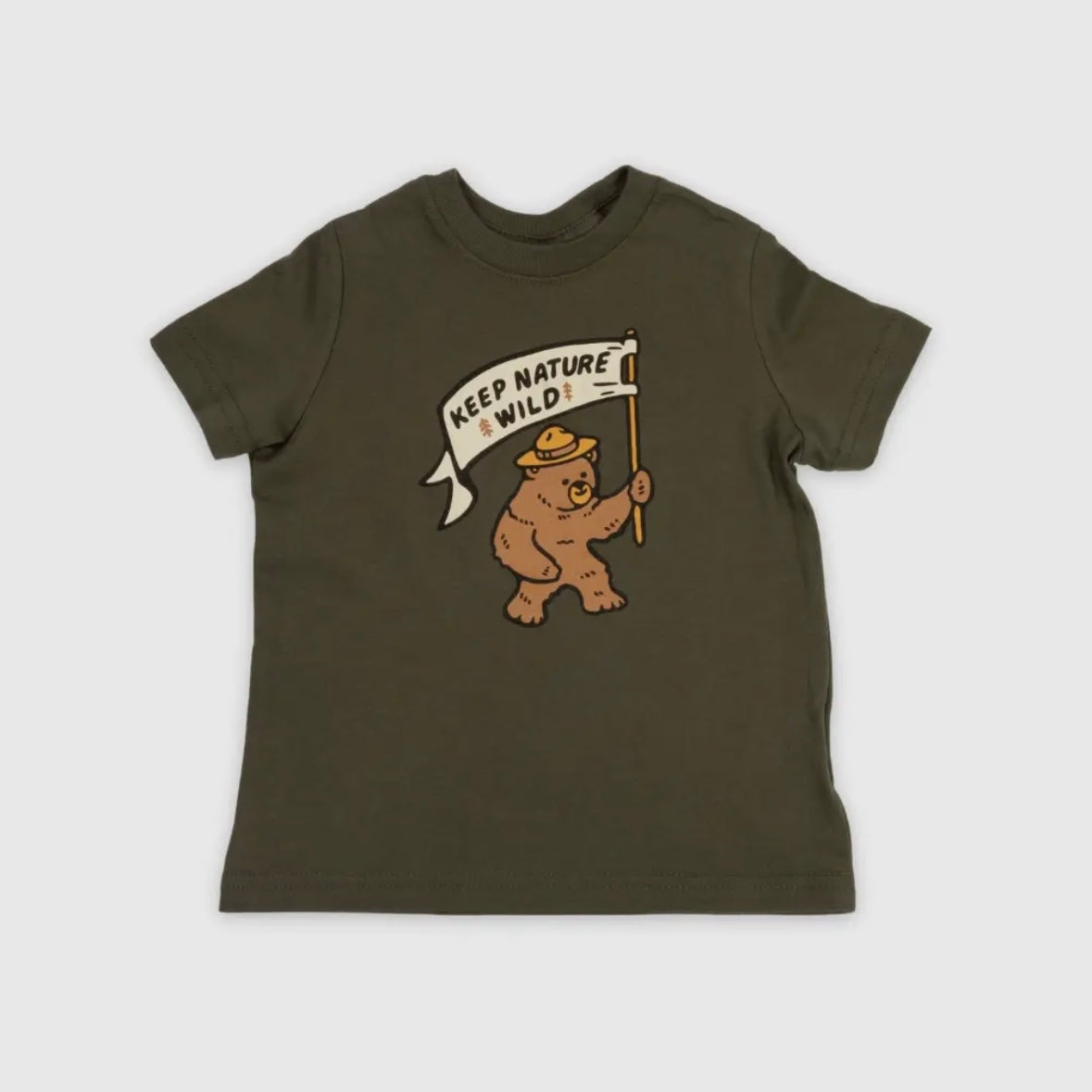 Keep Nature Wild Happy Camper Bear Youth - Olive