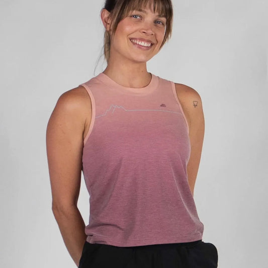 Belong Designs Women's High Country Crop Top - Lone Peak Red
