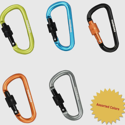 D Shaped Carabiner with Screw Lock