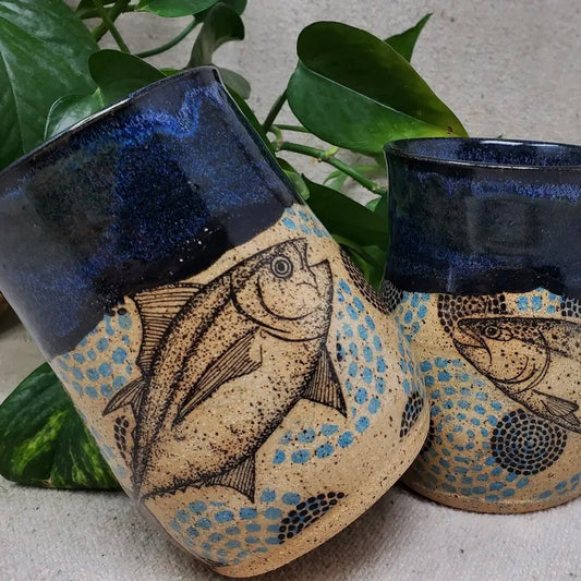 Turtle Hollow Pottery Dot Matrix Fish Cup