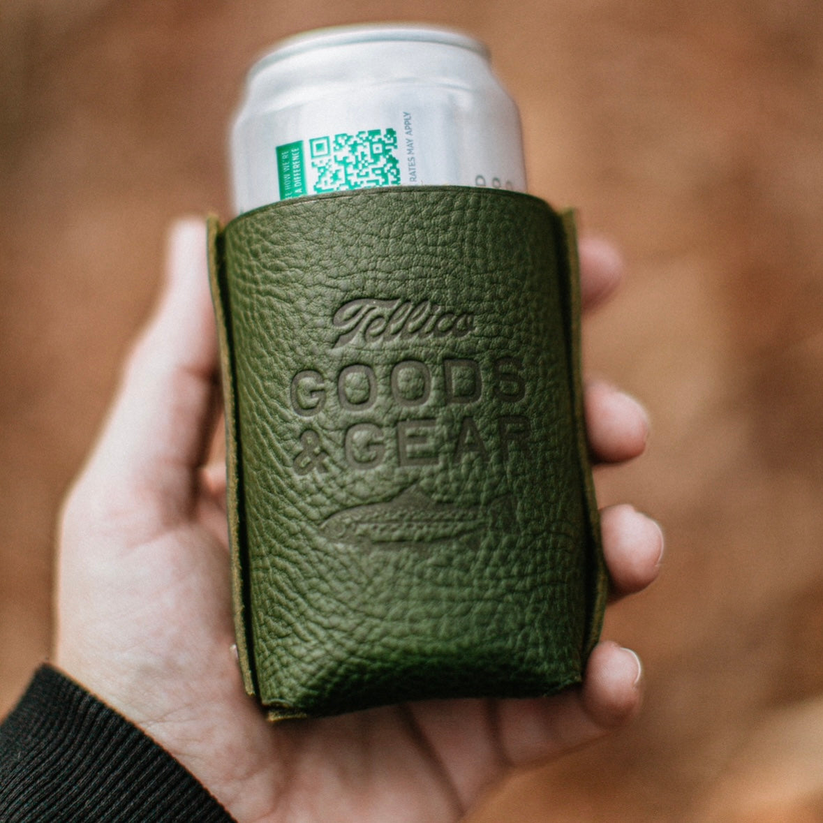 Hand Stamped Leather Koozie