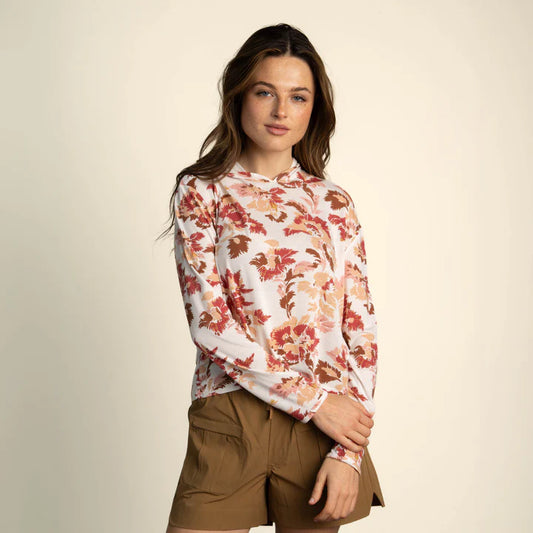 Sendero Women's Yucatan Bamboo Hoodie Tech Long Sleeve Shirt in Alondra - Ivory