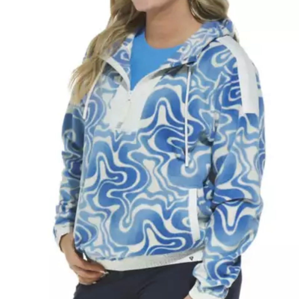 LIV Outdoors Rowan Microfleece Quarter Zip Hoody - Blue Swirl