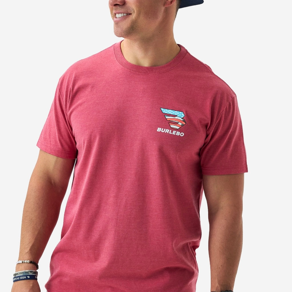 Burlebo Short Sleeve Tee - American Dogs - Heather Crimson