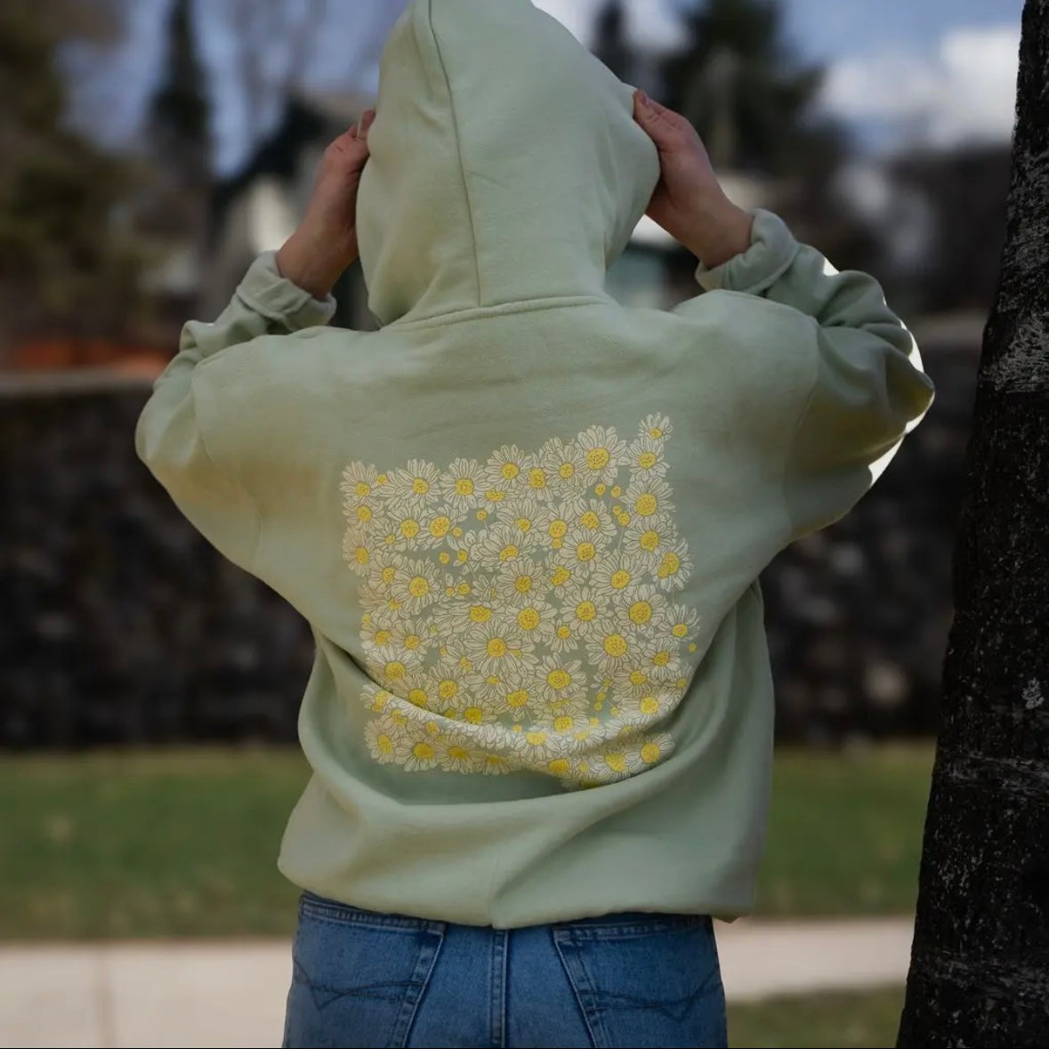 The Montana Scene Daisy Days Unisex Hoodie - Honey Dew