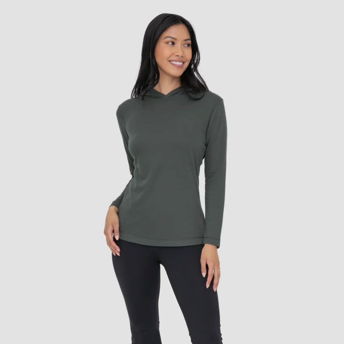 Slim Fit Women’s Hooded Pullover in Deep Forest