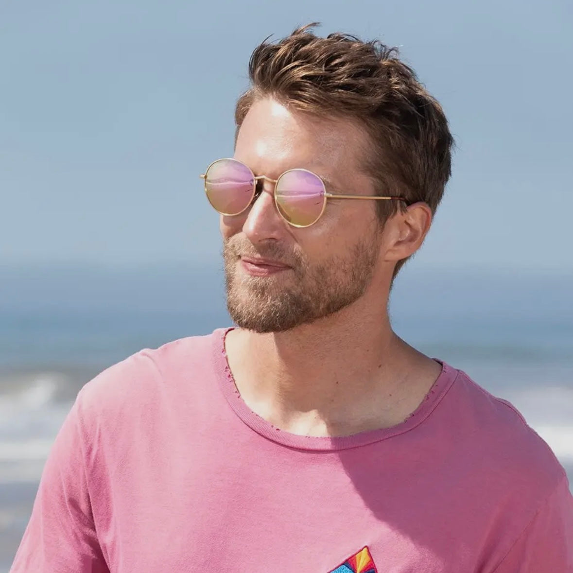 Blue Planet Eco-Eyewear Ash - Matte Gold /Tort Tips / Pink Mirror Polarized