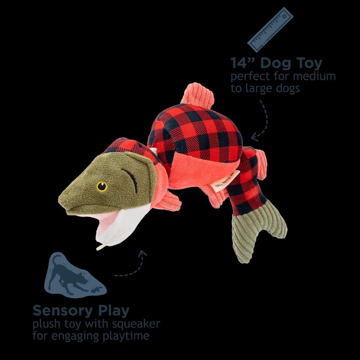 Tall Tails Salmon Jointed Shake Play Dog Toy