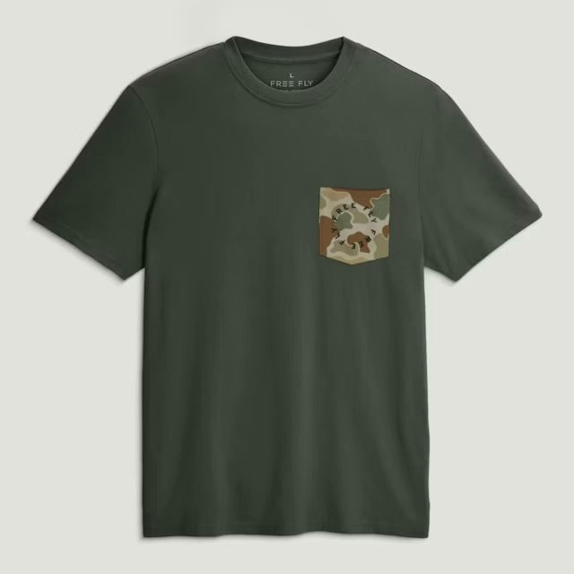Free Fly Target Species Pocket Tee - Dark Forest