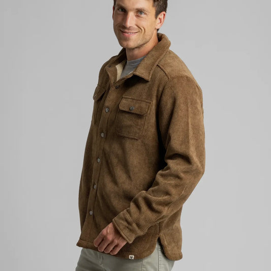 LIV Outdoor Men's Remy Sherpa Lined Corduroy Shacket in Sepia