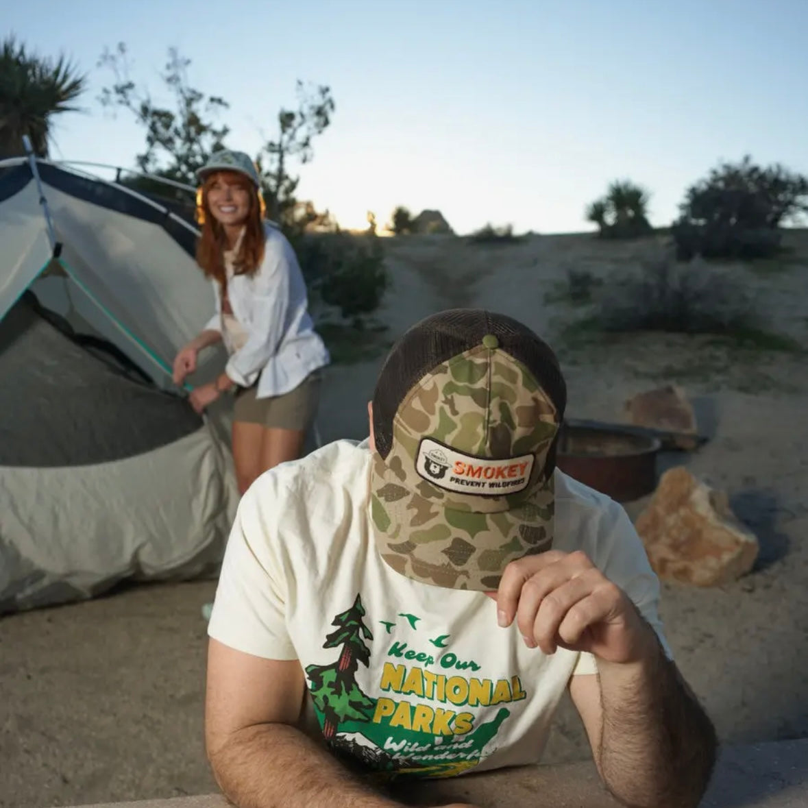 The Landmark Project Smokey Camo 5-Panel Trucker Hat