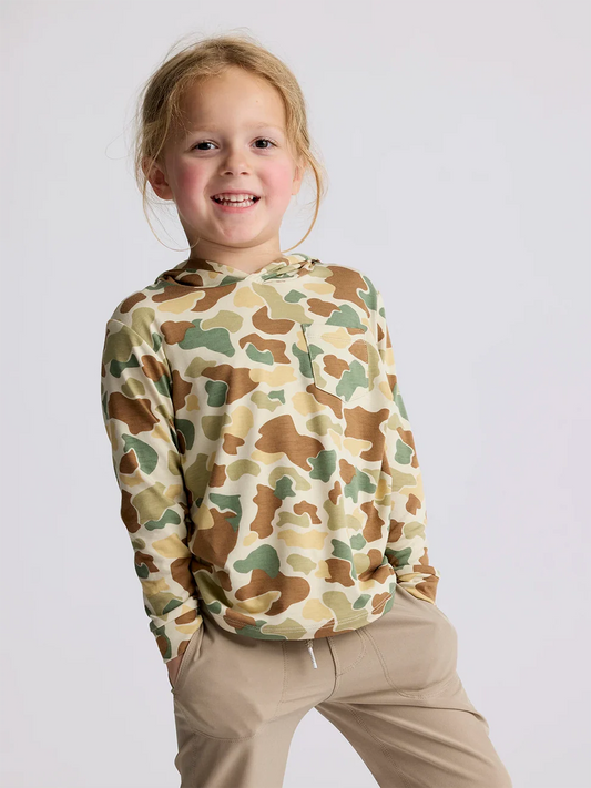 Free Fly Toddler/Youth Bamboo Shade Hoodie - Vintage Camo Desert Tan
