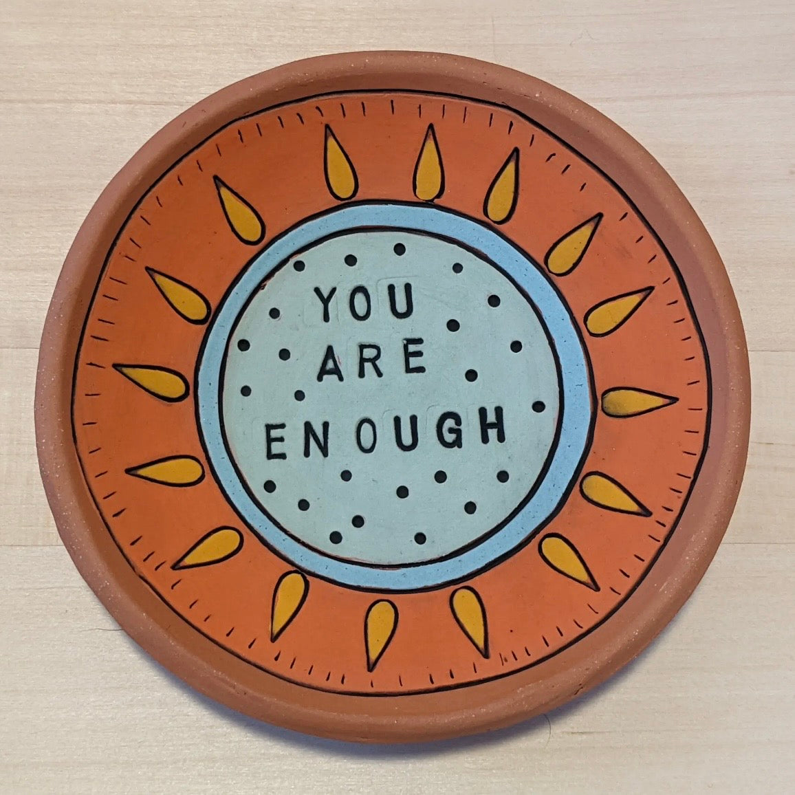 Terra Cotta/Pottery Jewelry and Ring Dish - Positive Saying