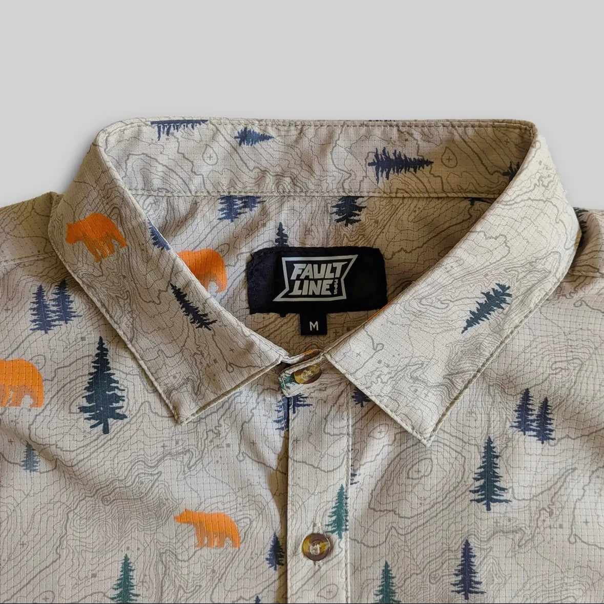 FaultLine395 Langley Tech Button Up Shirt - Khaki/Bear