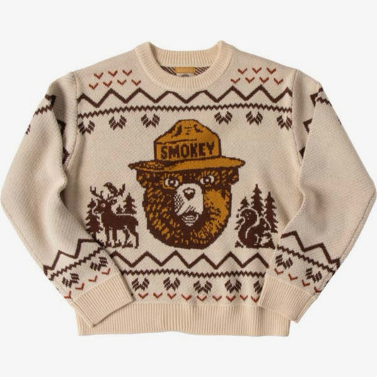 The Landmark Project Smokey Bear Unisex Sweater - Soft Birch