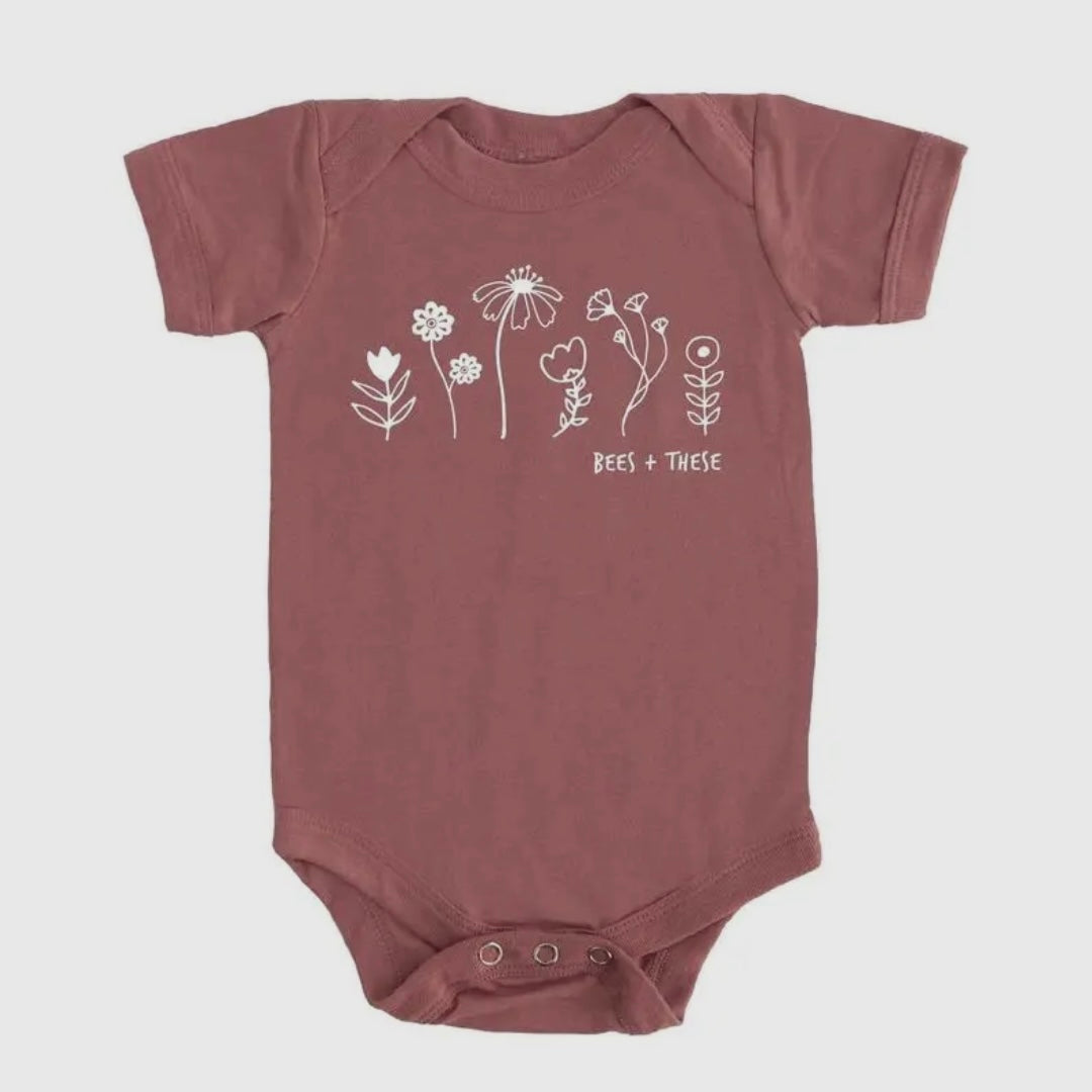 Nature Supply Co Bees + These Baby Onesie in Mauve