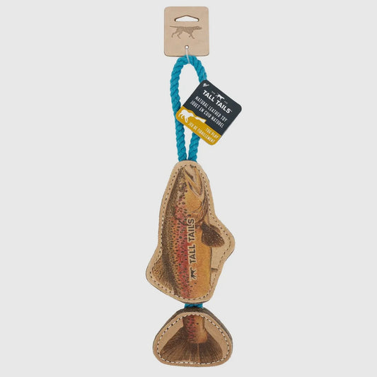 Natural Leather Jointed Trout Tug Dog Toy