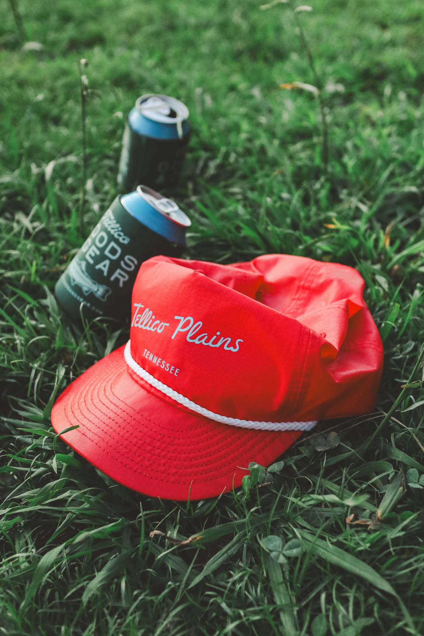 Tellico Plains, Tennessee Nylon Rope Hat - fire/seaglass