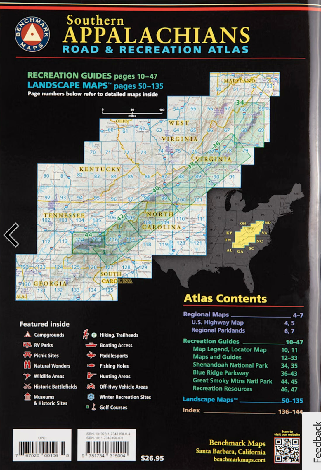 National Geographic Southern Appalachians Road & Recreation Atlas