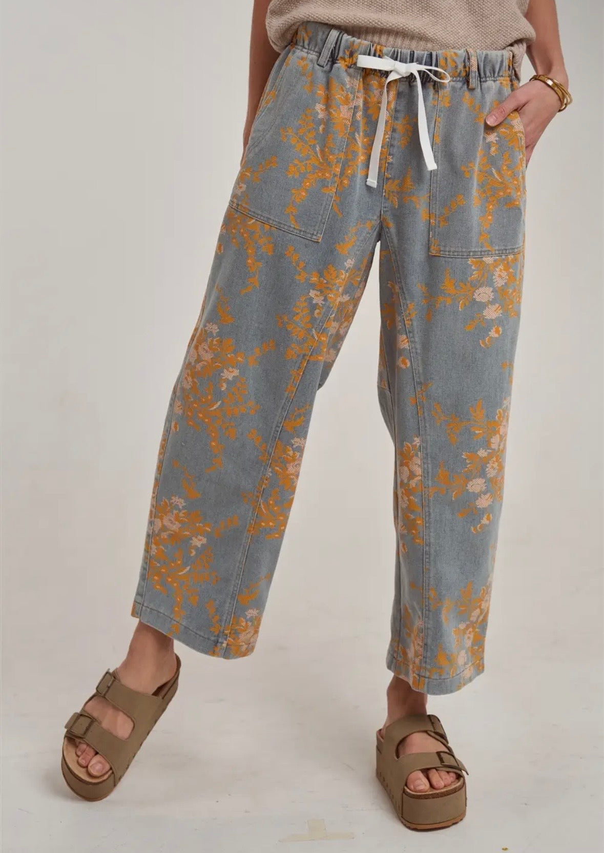Mid Rise Relaxed Casual Fit Floral Denim