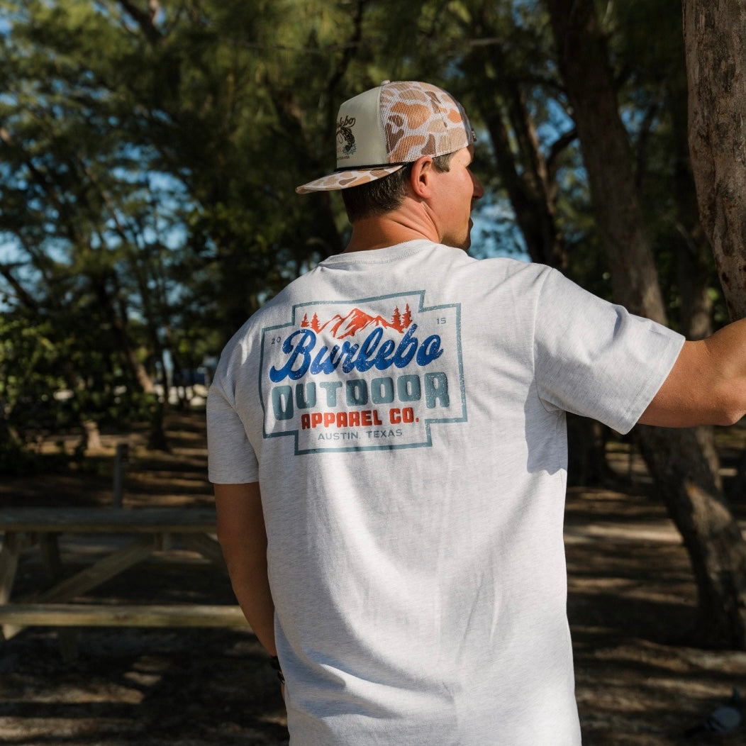 Burlebo Short Sleeve Tee - Mountain Range - Ash Grey