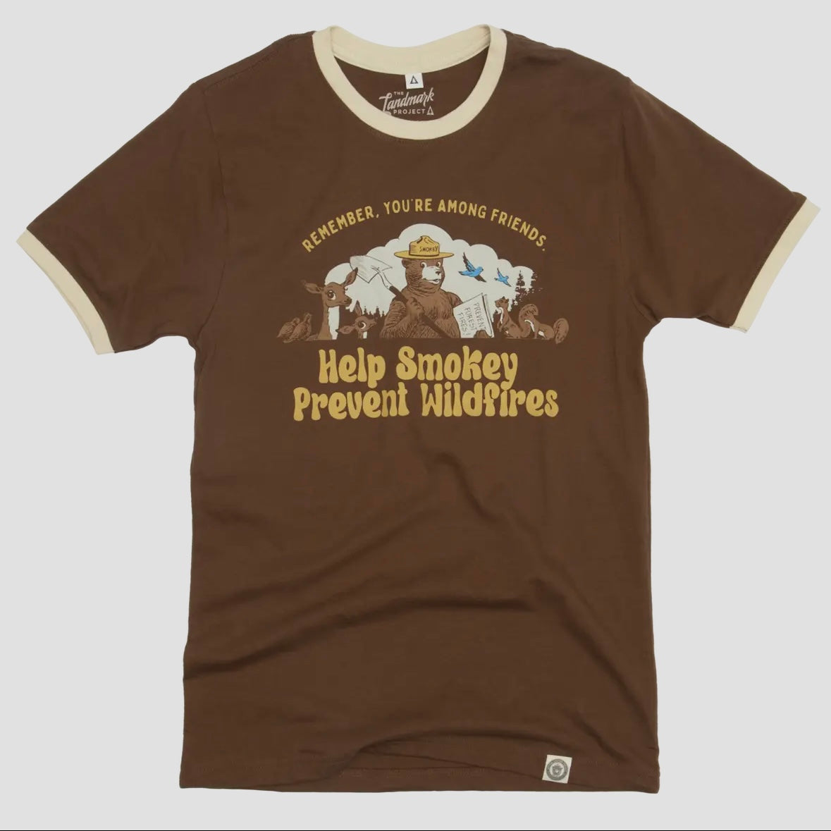 The Landmark Project Smokey Among Friends Ringer Tee Walnut/Honeycomb