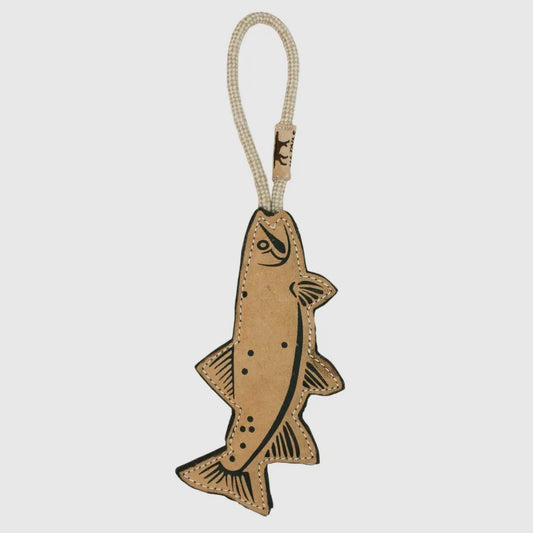 Tall Tails Natural Leather Trout Tug Dog Toy - 16"