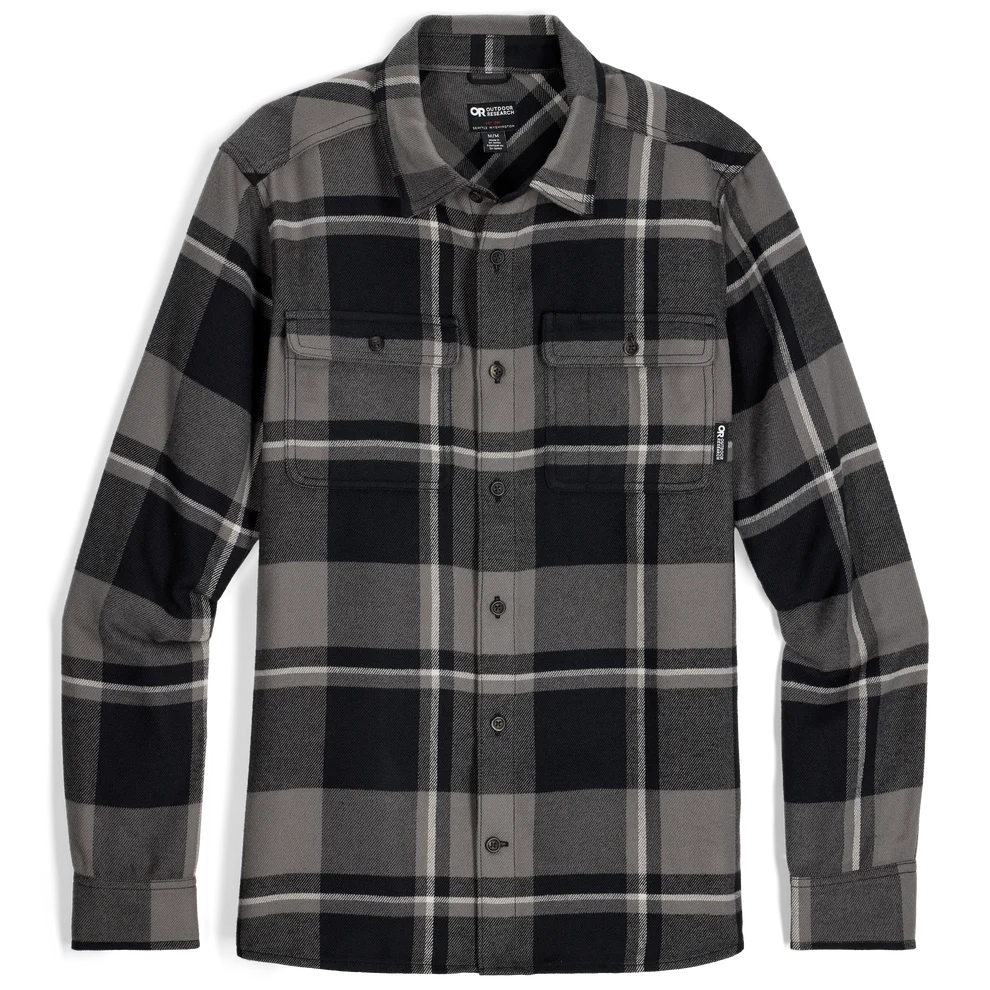 Outdoor Research Men's Feedback Flannel Twill Shirt Black / Pewter Plaid