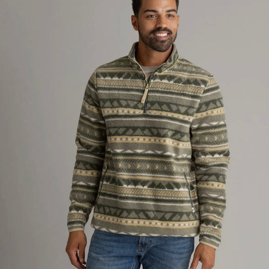 LIV Outdoor Men's Subzero 1/2 Zip Heavy Fleece Pullover in Burnt Olive Kismet