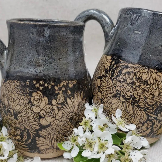 Turtle Hollow Pottery Flower Garden in Snow Storm -Mug