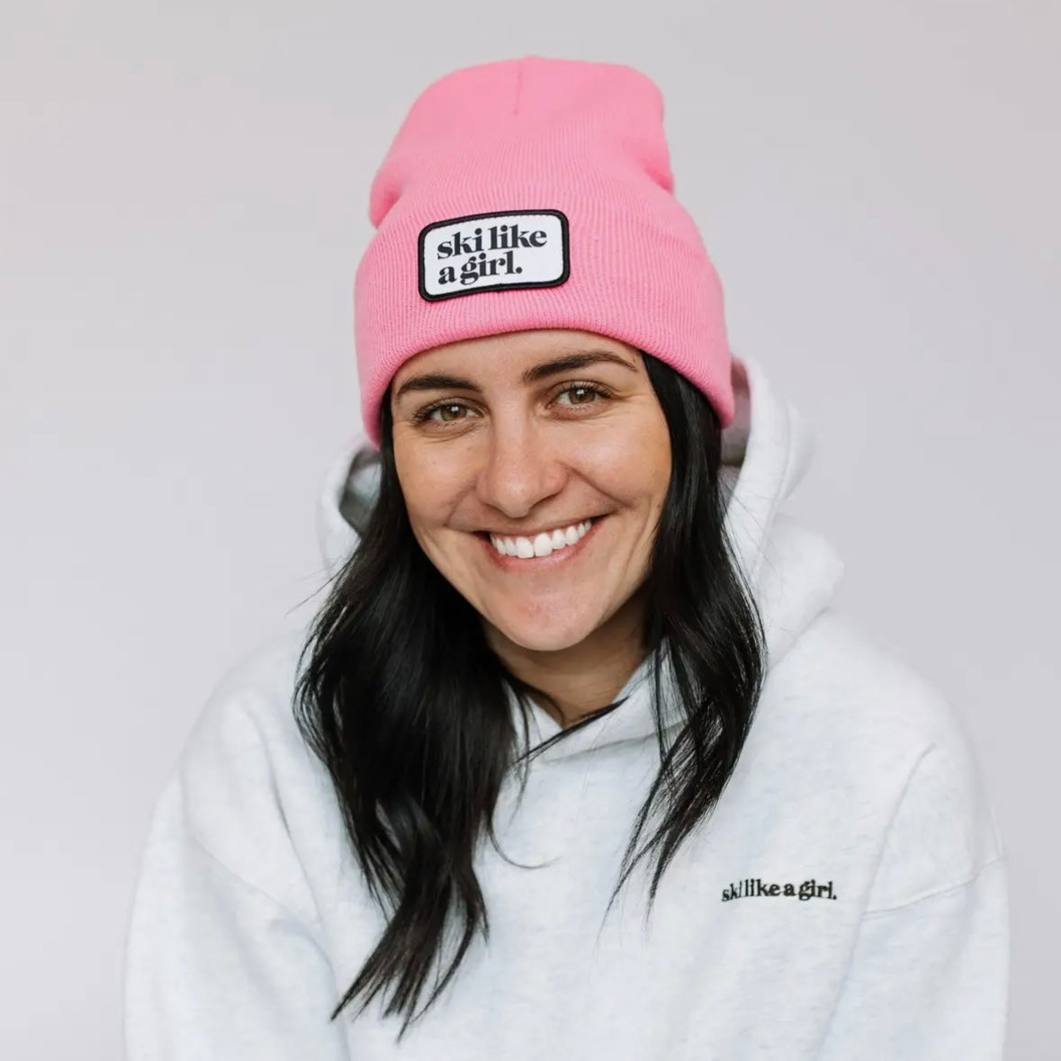 Ski Like a Girl Barbie Patch Beanie
