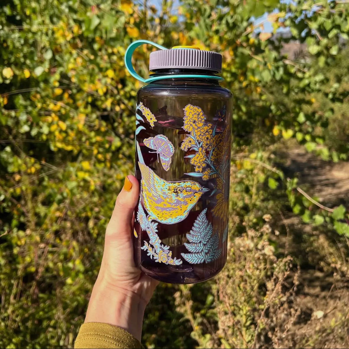 Mustard Beetle Illustration Prairie Warbler, 32oz Wide Mouth Nalgene Water Bottle