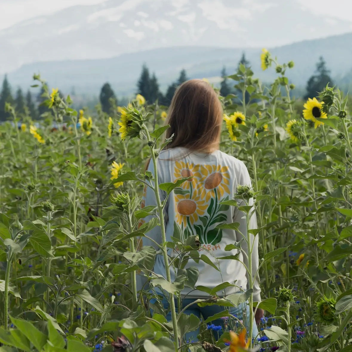 Happy Earth Sunflowers Long Sleeve Tee