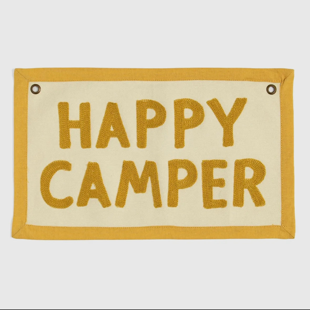 Happy Camper Embroidered Canvas Banner